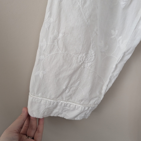 Vintage White Embroidered Floral Cotton Robe Cottagecore Dainty XL Bride - Picture 12 of 15